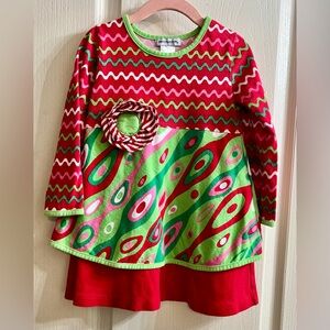 Tara Collection Christmas Colorful Long Sleeve Dress